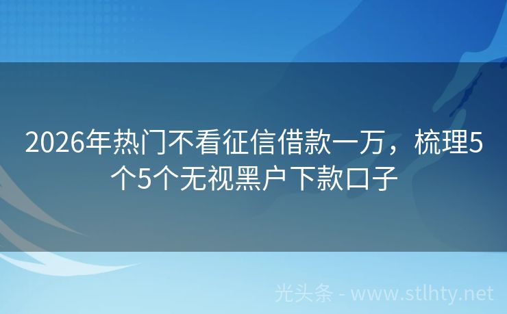2026年热门不看征信借款一万，梳理5个5个无视黑户下款口子