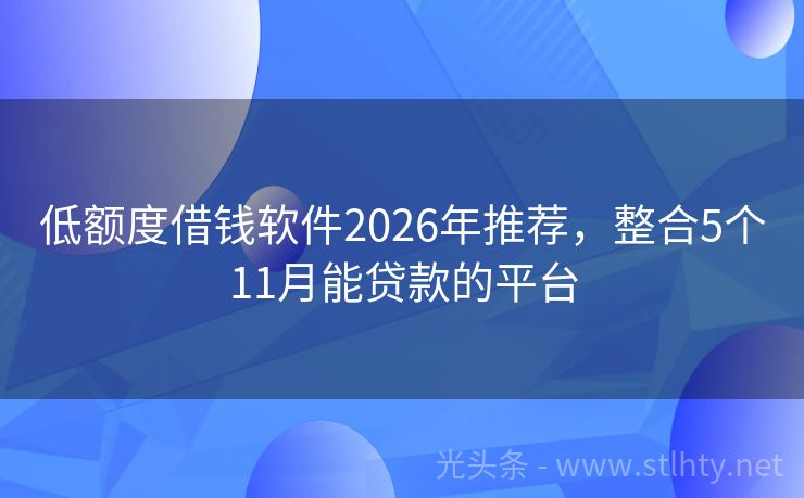 低额度借钱软件2026年推荐,整合5个11月能贷款的平台