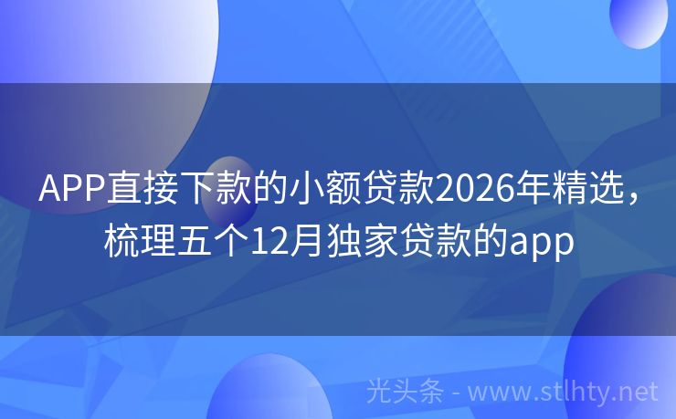 APP直接下款的小额贷款2026年精选，梳理五个12月独家贷款的app