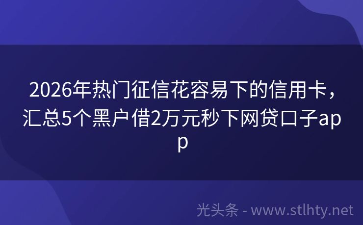 2026年热门征信花容易下的信用卡，汇总5个黑户借2万元秒下网贷口子app