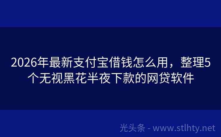 2026年最新支付宝借钱怎么用，整理5个无视黑花半夜下款的网贷软件