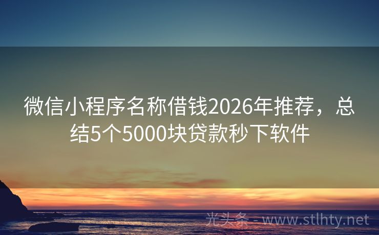 微信小程序名称借钱2026年推荐，总结5个5000块贷款秒下软件