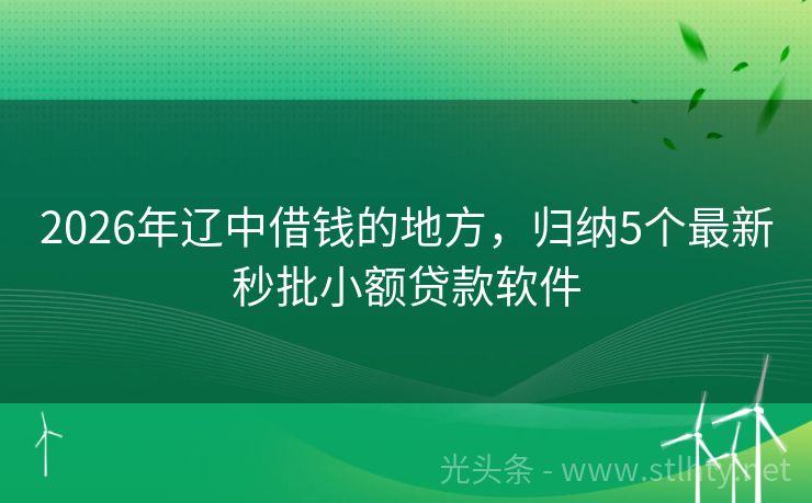 2026年辽中借钱的地方，归纳5个最新秒批小额贷款软件