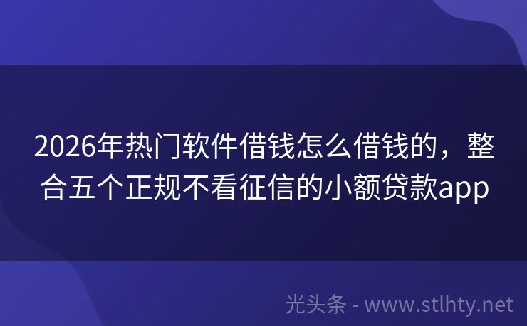 2026年热门软件借钱怎么借钱的，整合五个正规不看征信的小额贷款app