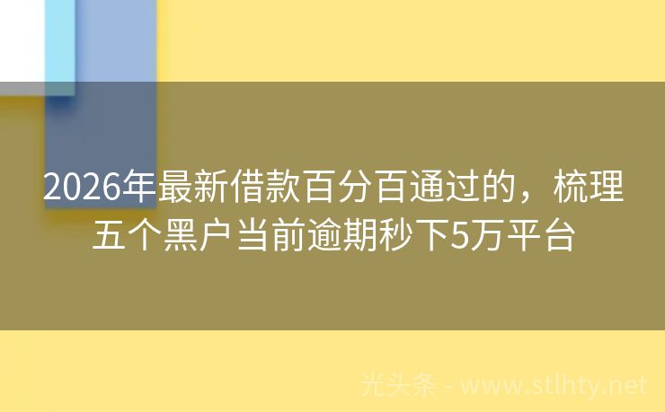 2026年最新借款百分百通过的，梳理五个黑户当前逾期秒下5万平台