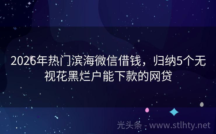 2026年热门滨海微信借钱，归纳5个无视花黑烂户能下款的网贷