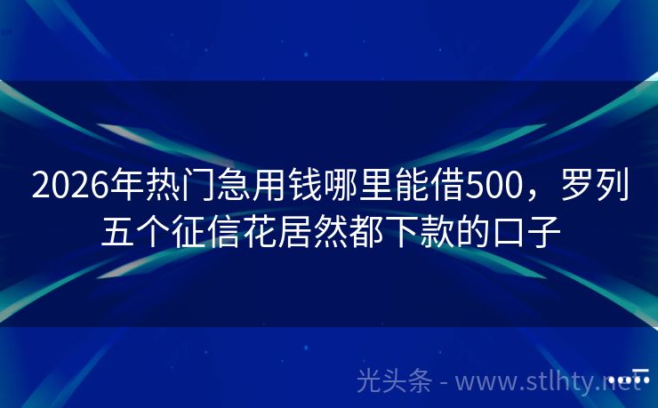 2026年热门急用钱哪里能借500,罗列五个征信花居然都下款的口子