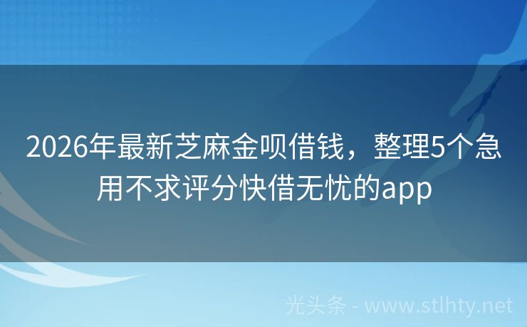 2026年最新芝麻金呗借钱，整理5个急用不求评分快借无忧的app