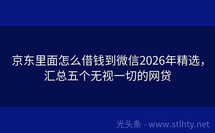 京东里面怎么借钱到微信2026年精选，汇总五个无视一切的网贷