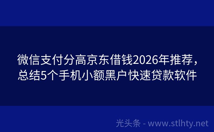 微信支付分高京东借钱2026年推荐，总结5个手机小额黑户快速贷款软件