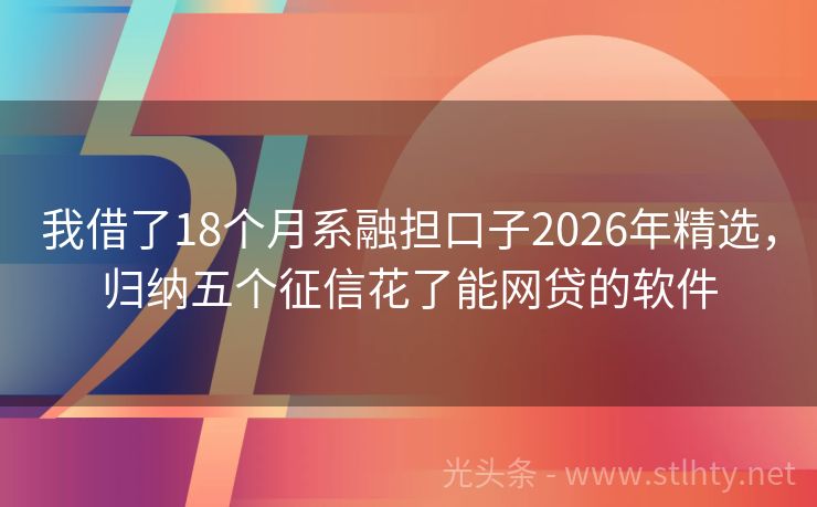 我借了18个月系融担口子2026年精选，归纳五个征信花了能网贷的软件