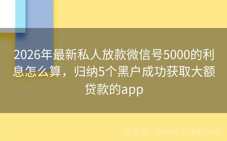 2026年最新私人放款微信号5000的利息怎么算，归纳5个黑户成功获取大额贷款的app