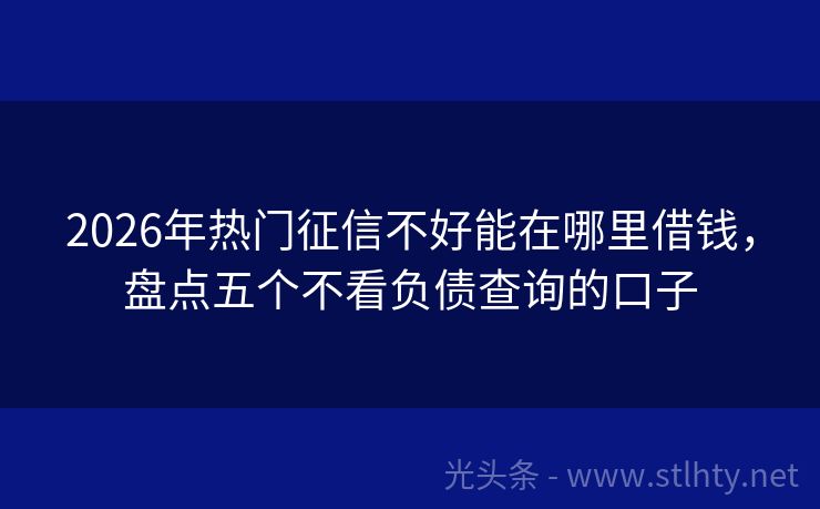 2026年热门征信不好能在哪里借钱，盘点五个不看负债查询的口子