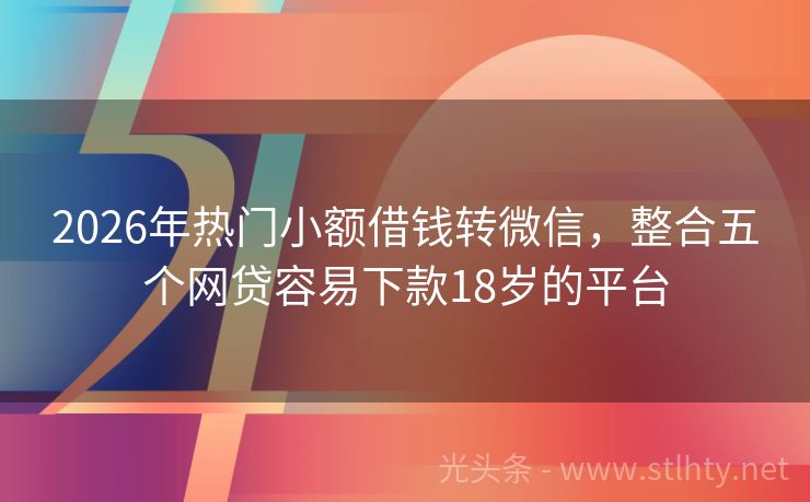 2026年热门小额借钱转微信，整合五个网贷容易下款18岁的平台