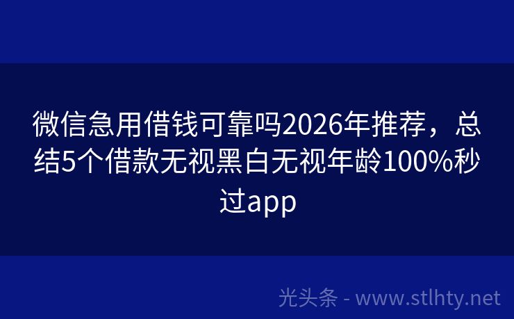 微信急用借钱可靠吗2026年推荐，总结5个借款无视黑白无视年龄100%秒过app