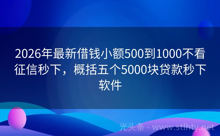 2026年最新借钱小额500到1000不看征信秒下，概括五个5000块贷款秒下软件