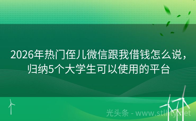 2026年热门侄儿微信跟我借钱怎么说，归纳5个大学生可以使用的平台