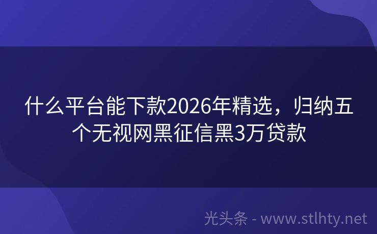 什么平台能下款2026年精选，归纳五个无视网黑征信黑3万贷款