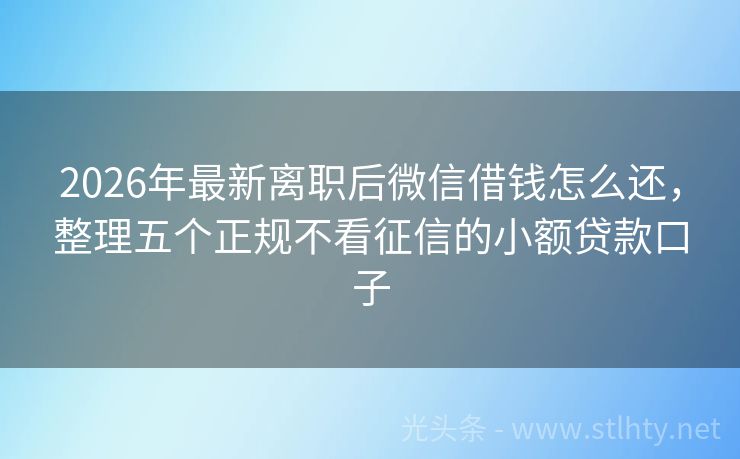 2026年最新离职后微信借钱怎么还，整理五个正规不看征信的小额贷款口子