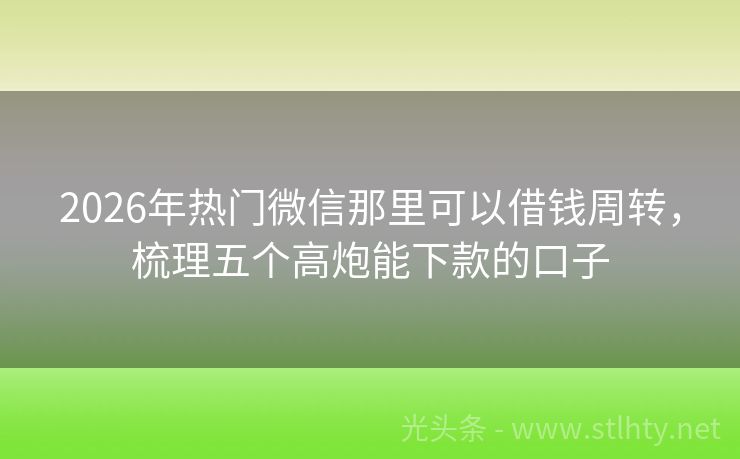 2026年热门微信那里可以借钱周转，梳理五个高炮能下款的口子