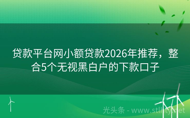 贷款平台网小额贷款2026年推荐，整合5个无视黑白户的下款口子