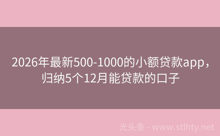 2026年最新500-1000的小额贷款app，归纳5个12月能贷款的口子