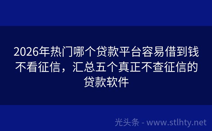 2026年热门哪个贷款平台容易借到钱不看征信，汇总五个真正不查征信的贷款软件