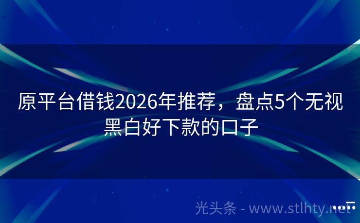 原平台借钱2026年推荐，盘点5个无视黑白好下款的口子
