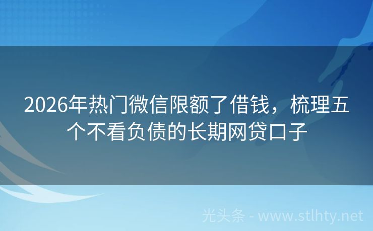 2026年热门微信限额了借钱，梳理五个不看负债的长期网贷口子