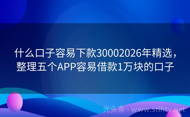 什么口子容易下款30002026年精选，整理五个APP容易借款1万块的口子