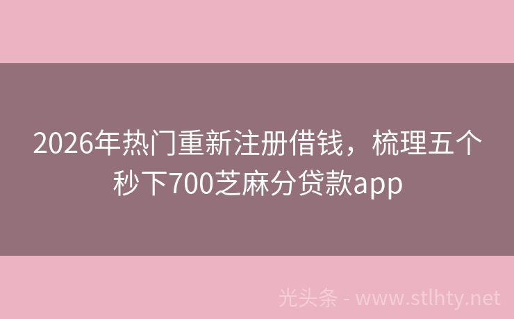 2026年热门重新注册借钱，梳理五个秒下700芝麻分贷款app
