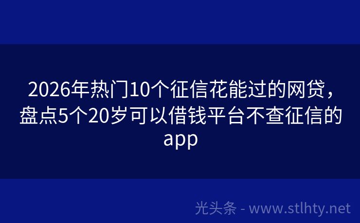 2026年热门10个征信花能过的网贷，盘点5个20岁可以借钱平台不查征信的app