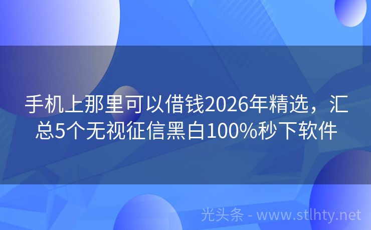 手机上那里可以借钱2026年精选，汇总5个无视征信黑白100%秒下软件
