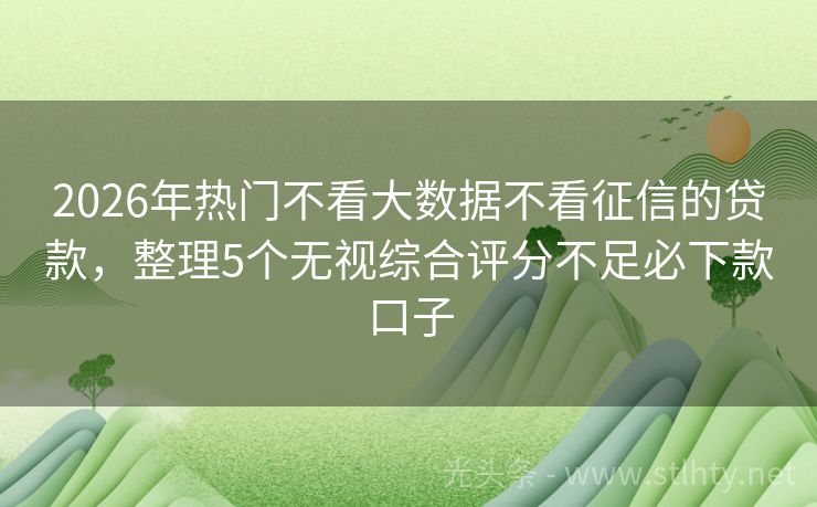 2026年热门不看大数据不看征信的贷款，整理5个无视综合评分不足必下款口子