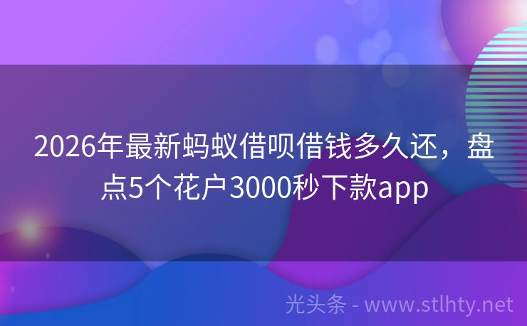 2026年最新蚂蚁借呗借钱多久还，盘点5个花户3000秒下款app