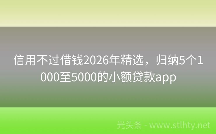 信用不过借钱2026年精选，归纳5个1000至5000的小额贷款app