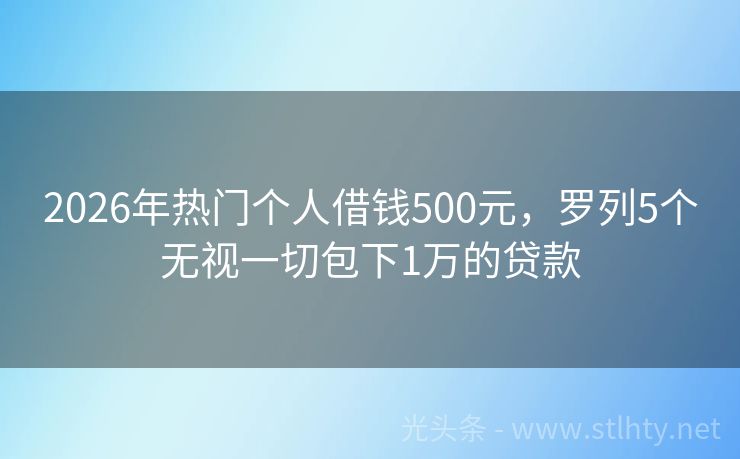 2026年热门个人借钱500元，罗列5个无视一切包下1万的贷款