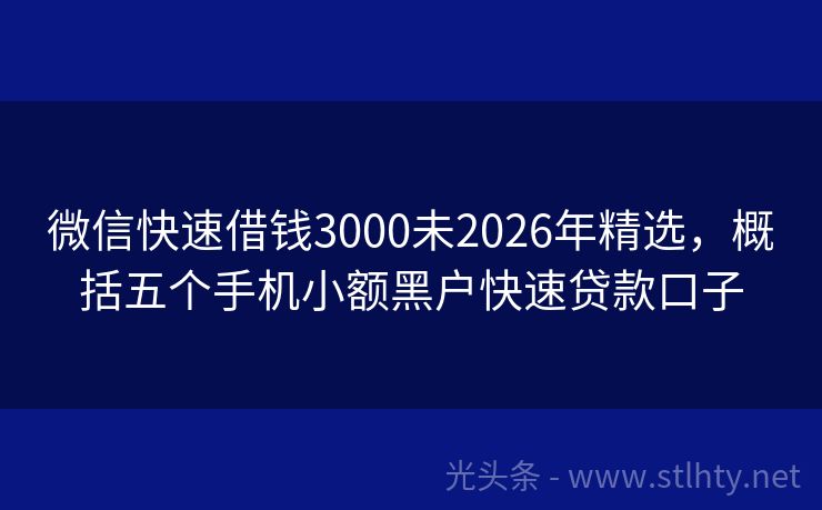 微信快速借钱3000未2026年精选，概括五个手机小额黑户快速贷款口子