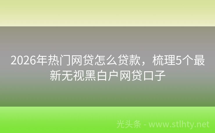 2026年热门网贷怎么贷款，梳理5个最新无视黑白户网贷口子