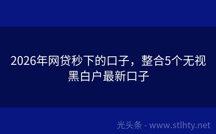 2026年网贷秒下的口子，整合5个无视黑白户最新口子