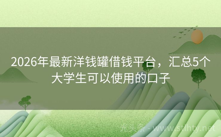 2026年最新洋钱罐借钱平台，汇总5个大学生可以使用的口子