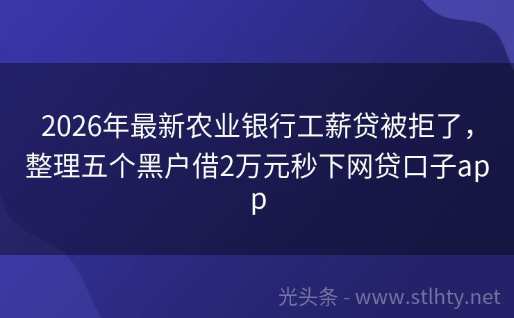 2026年最新农业银行工薪贷被拒了，整理五个黑户借2万元秒下网贷口子app