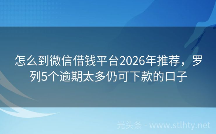 怎么到微信借钱平台2026年推荐，罗列5个逾期太多仍可下款的口子