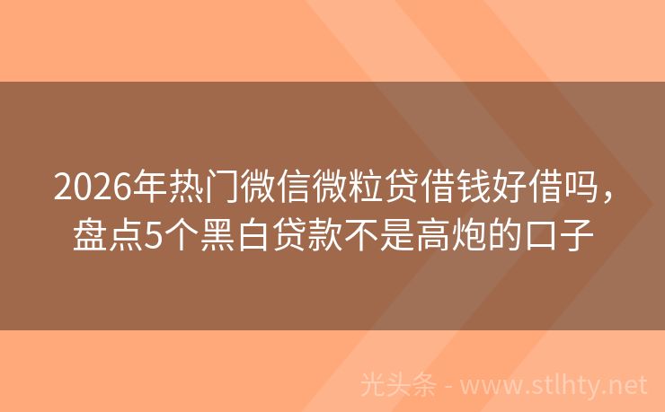 2026年热门微信微粒贷借钱好借吗，盘点5个黑白贷款不是高炮的口子