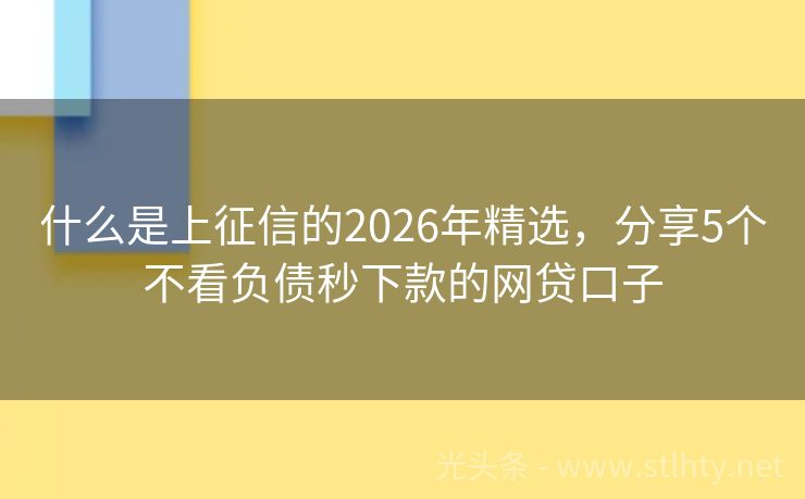 什么是上征信的2026年精选，分享5个不看负债秒下款的网贷口子