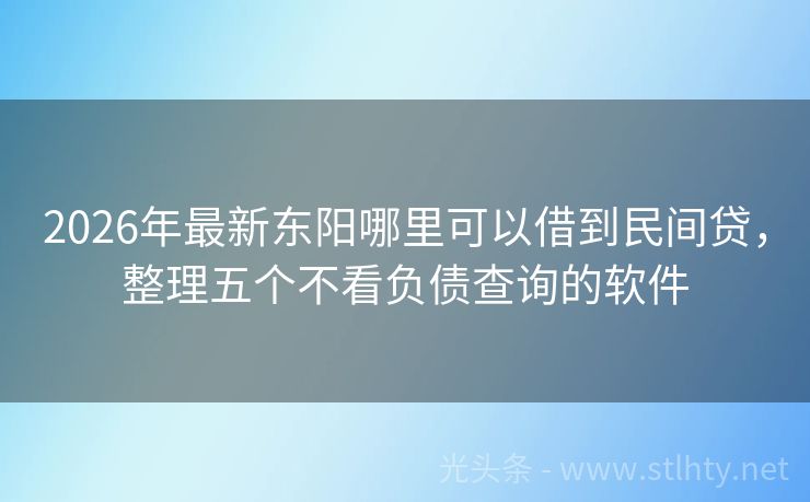 2026年最新东阳哪里可以借到民间贷，整理五个不看负债查询的软件