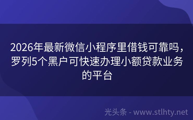 2026年最新微信小程序里借钱可靠吗，罗列5个黑户可快速办理小额贷款业务的平台