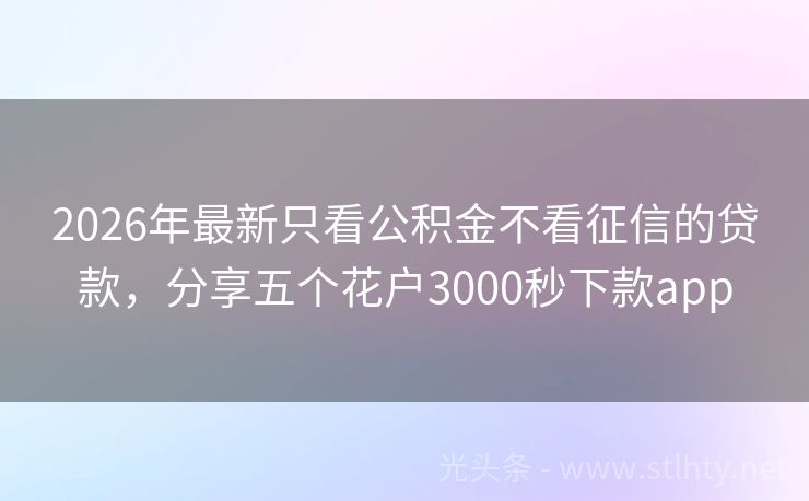 2026年最新只看公积金不看征信的贷款，分享五个花户3000秒下款app