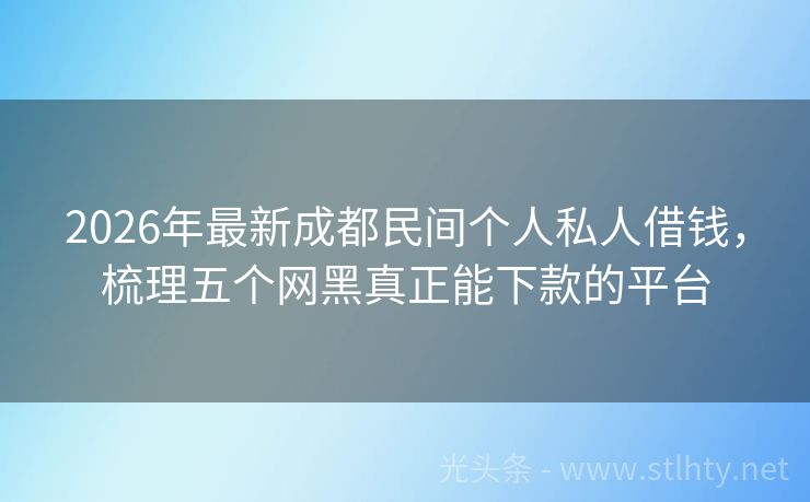 2026年最新成都民间个人私人借钱，梳理五个网黑真正能下款的平台