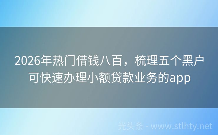 2026年热门借钱八百，梳理五个黑户可快速办理小额贷款业务的app